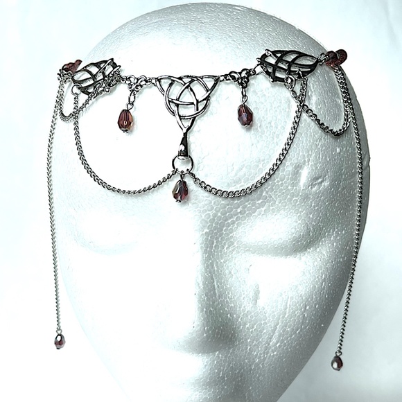 Celtic tiara with purple drop s in silver - Picture 2 of 2